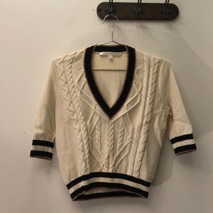 VERONICA BEARD Aria Cable Knit Cropped Sweater